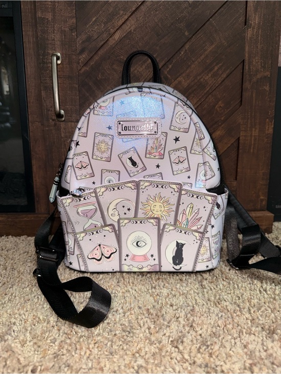 Loungefly Handbags - Rare Loungefly Pastel Pink Tarot Card Mini Backpack with Black Accents